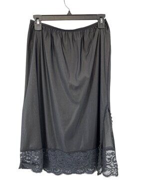 Vintage Black Half Slip Lace Hem Womens M? Nylon Used